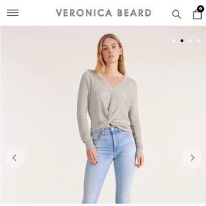 Veronica Beard Light Gray Twist Hem Sweater